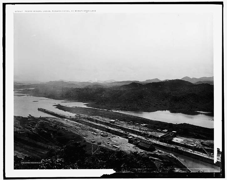 Pedro Miguel Locks Panama Canal in construction days